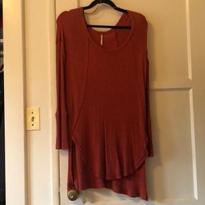 Free people orange thermal long sleeve shirt